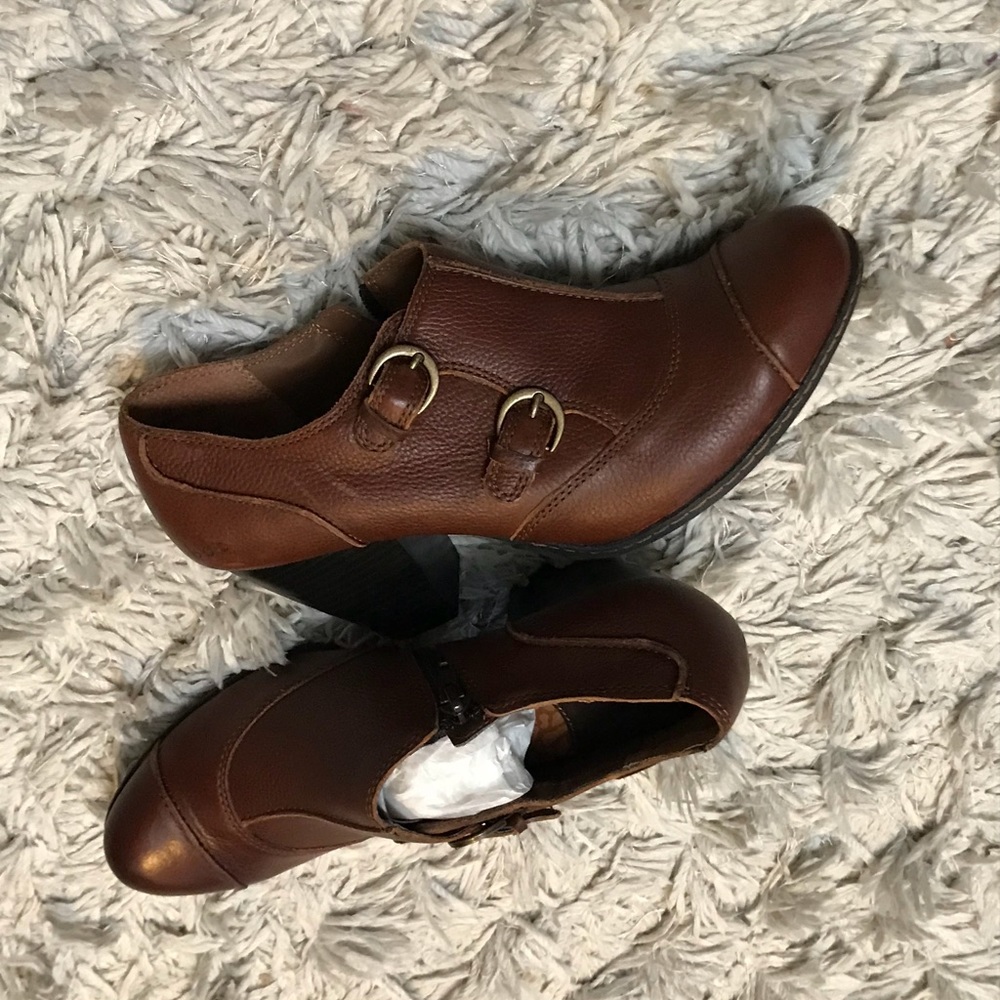 Brown shoes.
